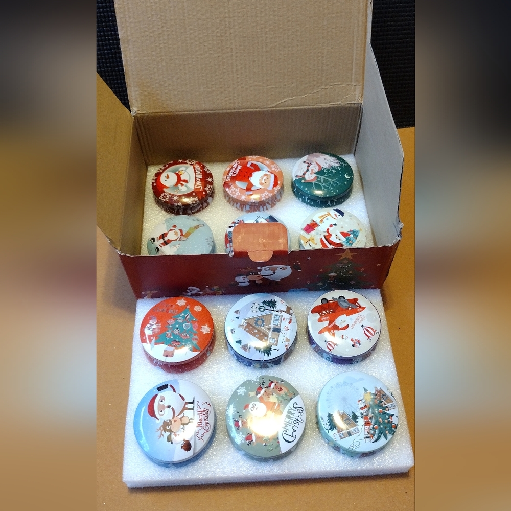(12) Scented Soy Wax Candles in Tin Cans - all new in a gift box